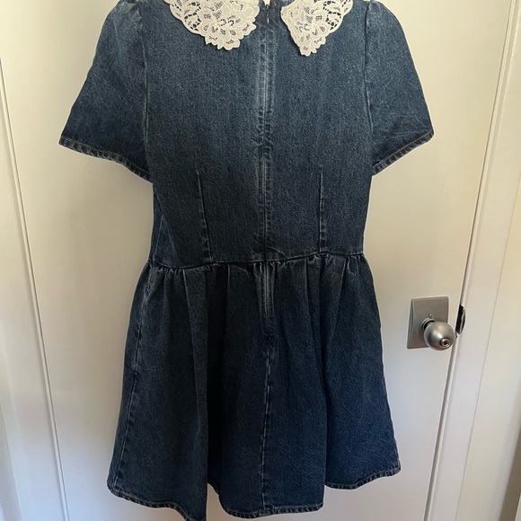 Self Portrait Lace-Trim Denim Dress - Picture 3 of 4